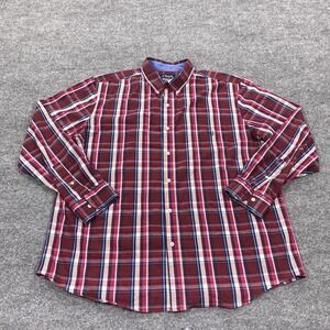Chaps Shirt Mens 2XL Red Plaid Long Sleeve Button Up Stretch Easy Care